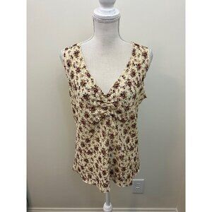 Moa Moa Sleeveless Floral Print Semi Sheer Top Size 1X